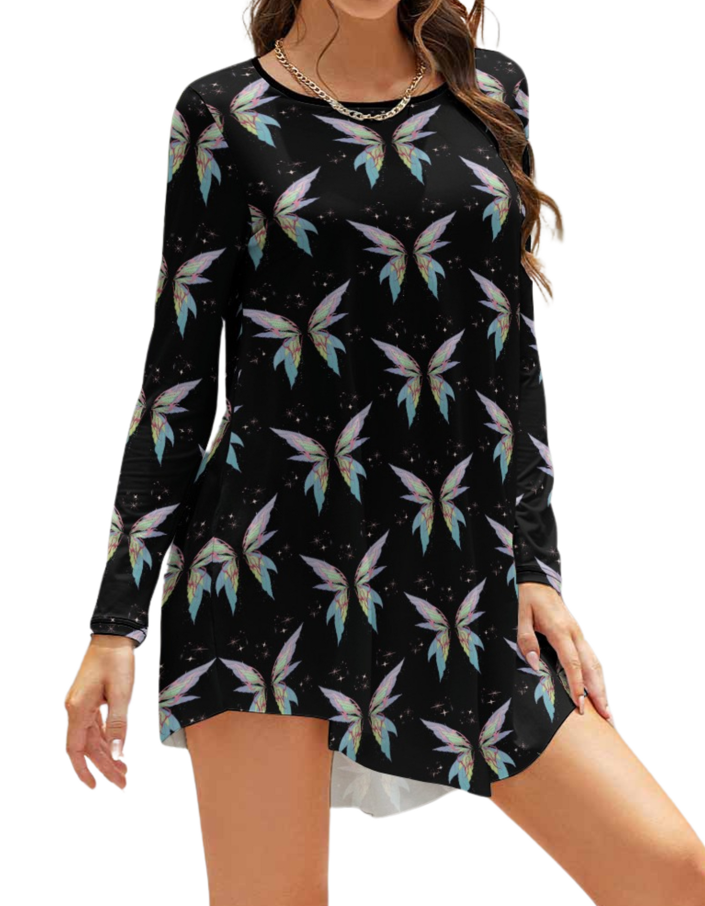 Women's Butterfly Long Sleeve Loose Dress