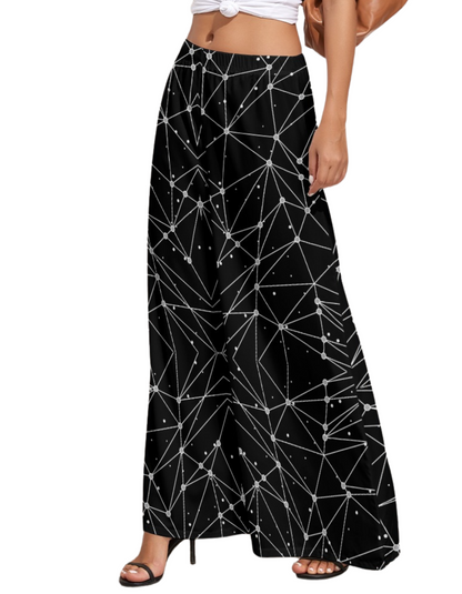 Women's Black Geometric Print Wide Leg Trousers