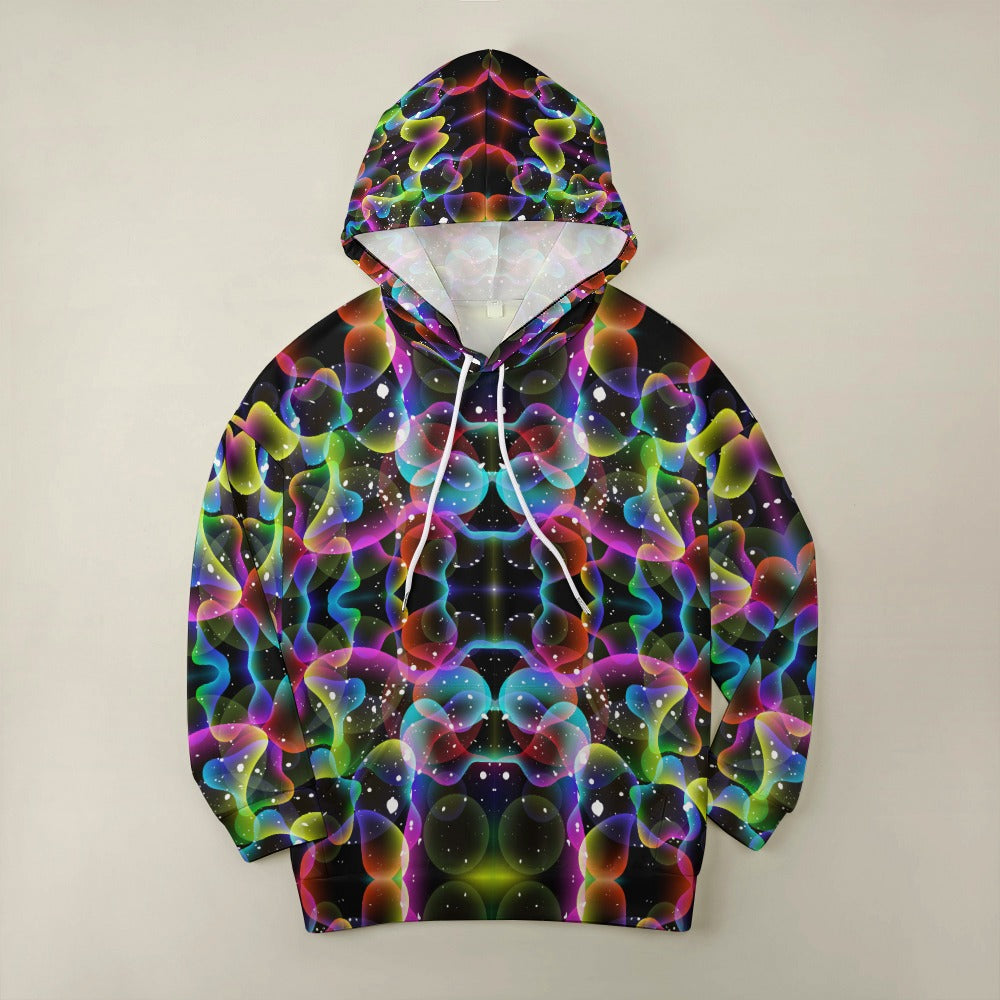 Women's Galactic Rainbow Print Dropped Sleeve Hoodie