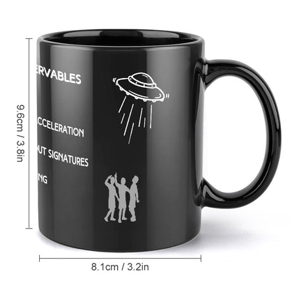 UFO UAP The 5 Observables Letter Print Black Ceramic Wrap Mug 11oz