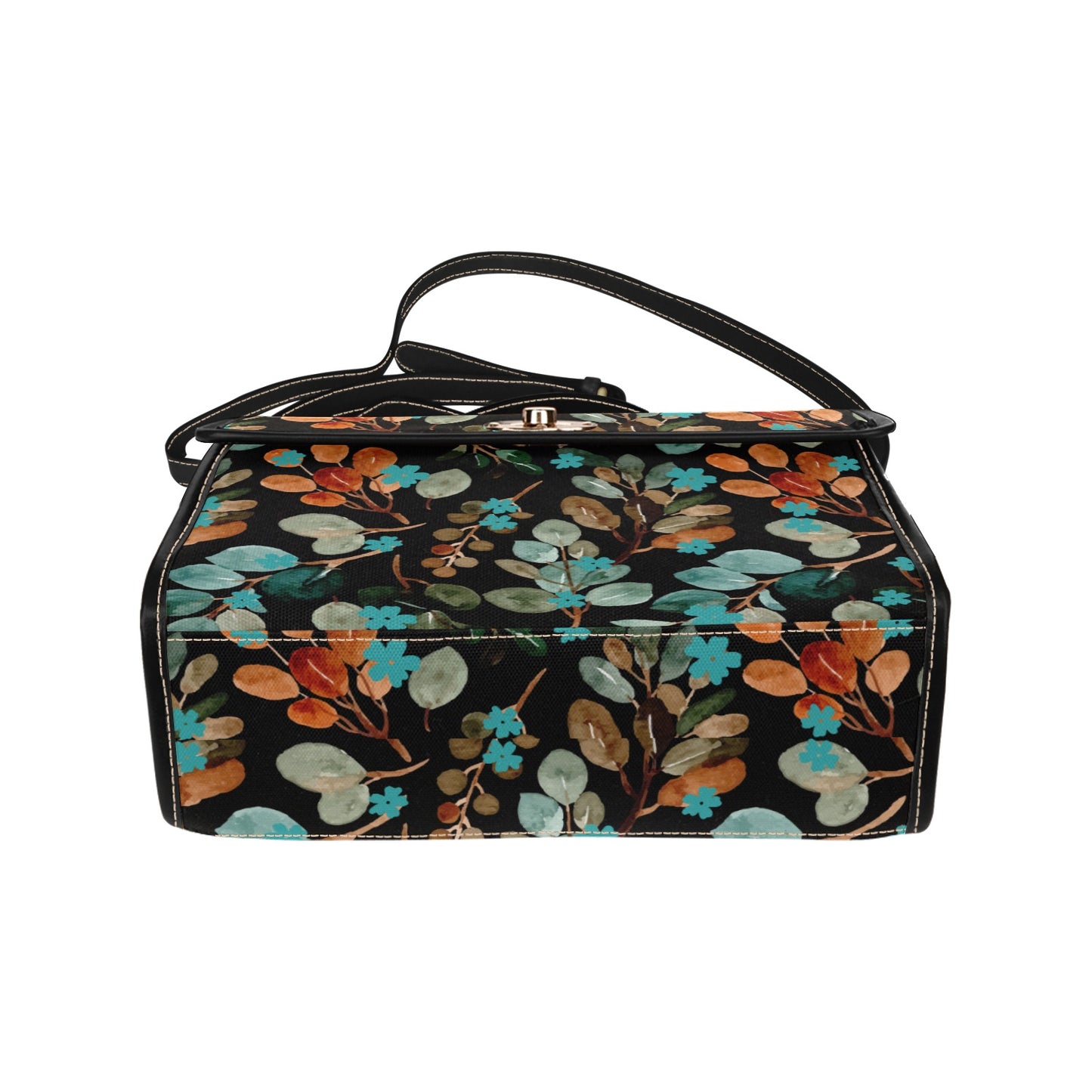 Women's Rustic Floral Print Handbag with Shoulder Strap