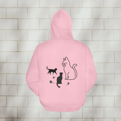 Unisex Cat Graphic Front and Back Print Cartoon Sweater Hoodie