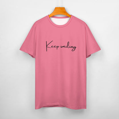 Women's Keep Smiling Letter Print Cotton Short Sleeve T-Shirt