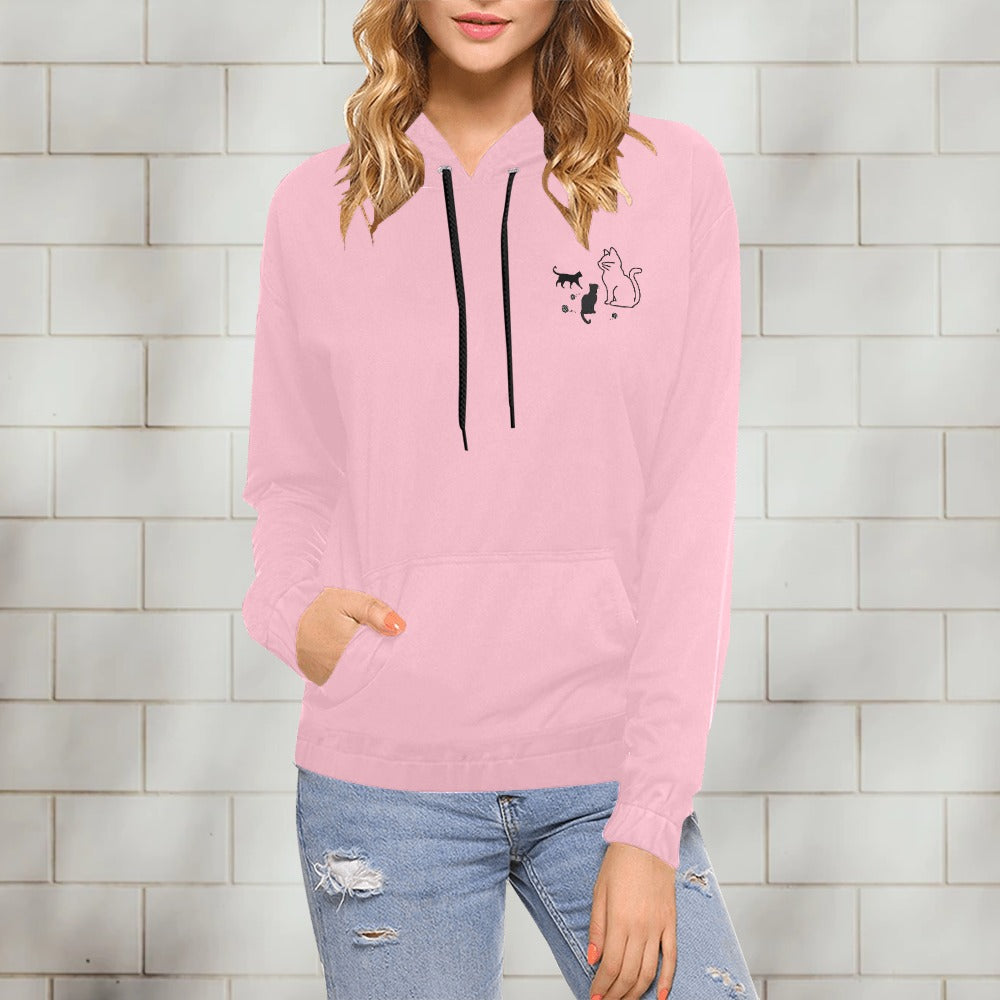 Unisex Cat Graphic Front and Back Print Cartoon Sweater Hoodie