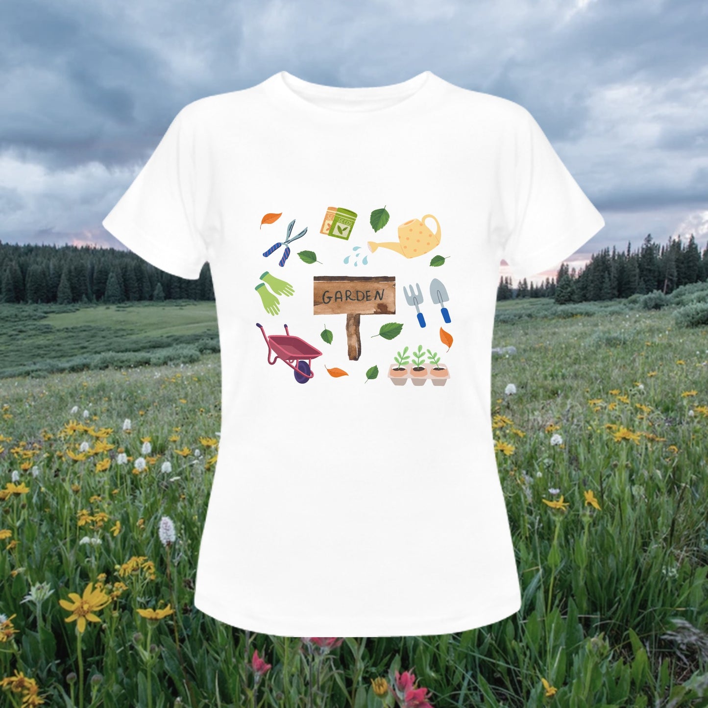 Women's Garden Graphic Print Short Sleeve Round Neck T-shirt