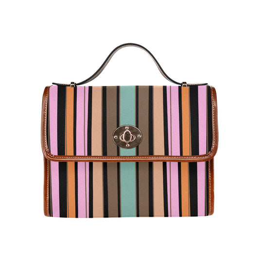 Women's Rustic Stripe Print Handbag With Shoulder Strap