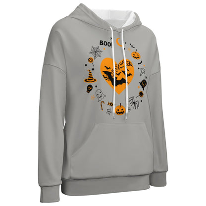 Taboo Tide Women's Pumpkin Bat Ghost Halloween Print Dropped Shoulder Hoodie Long Sleeve Front Pocket Drawstring Hooded Sweater