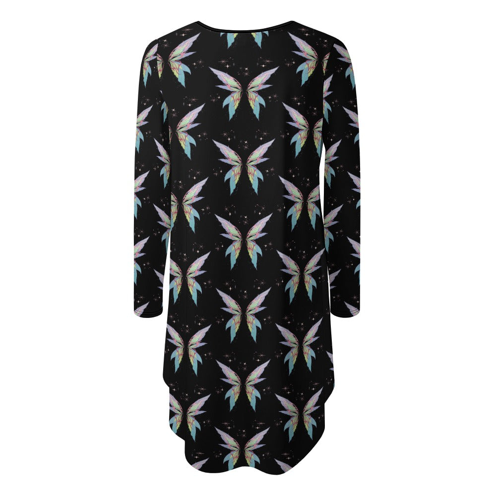 Women's Butterfly Long Sleeve Loose Dress