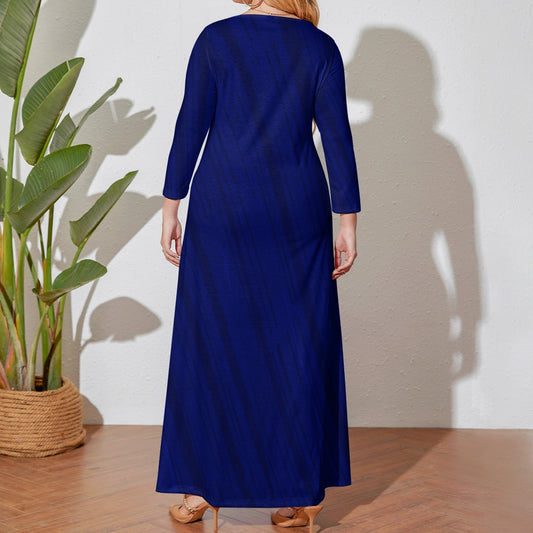 Women's Plus Size Blue Stripe Print Maxi Dress