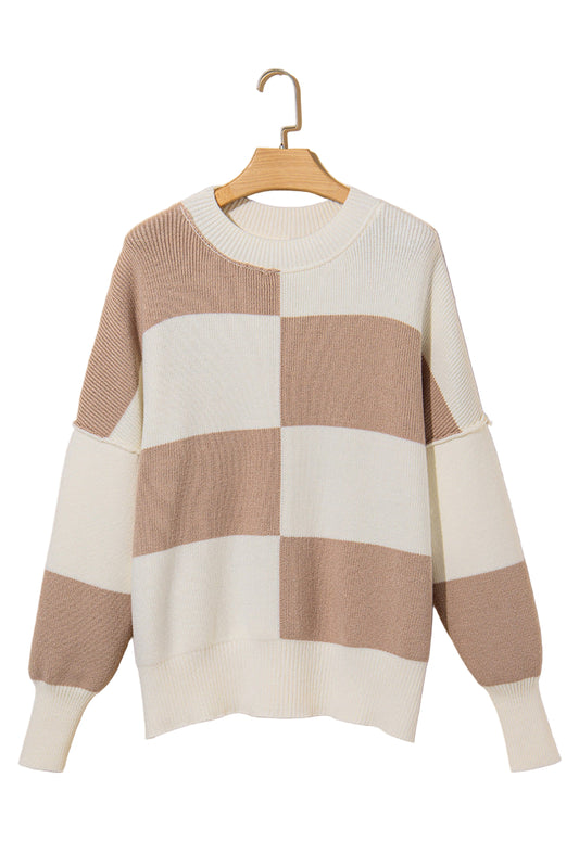 Women's Block Contrast Drop Shoulder Knit Jumper