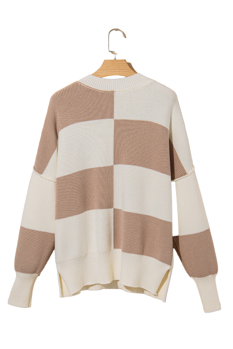 Women's Block Contrast Drop Shoulder Knit Jumper