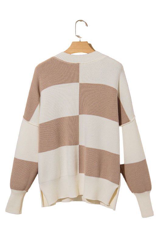 Women's Block Contrast Drop Shoulder Knit Jumper