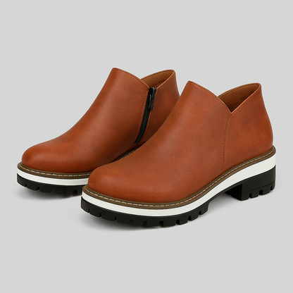 Women's Faux Leather Round Toe Ankle Boots