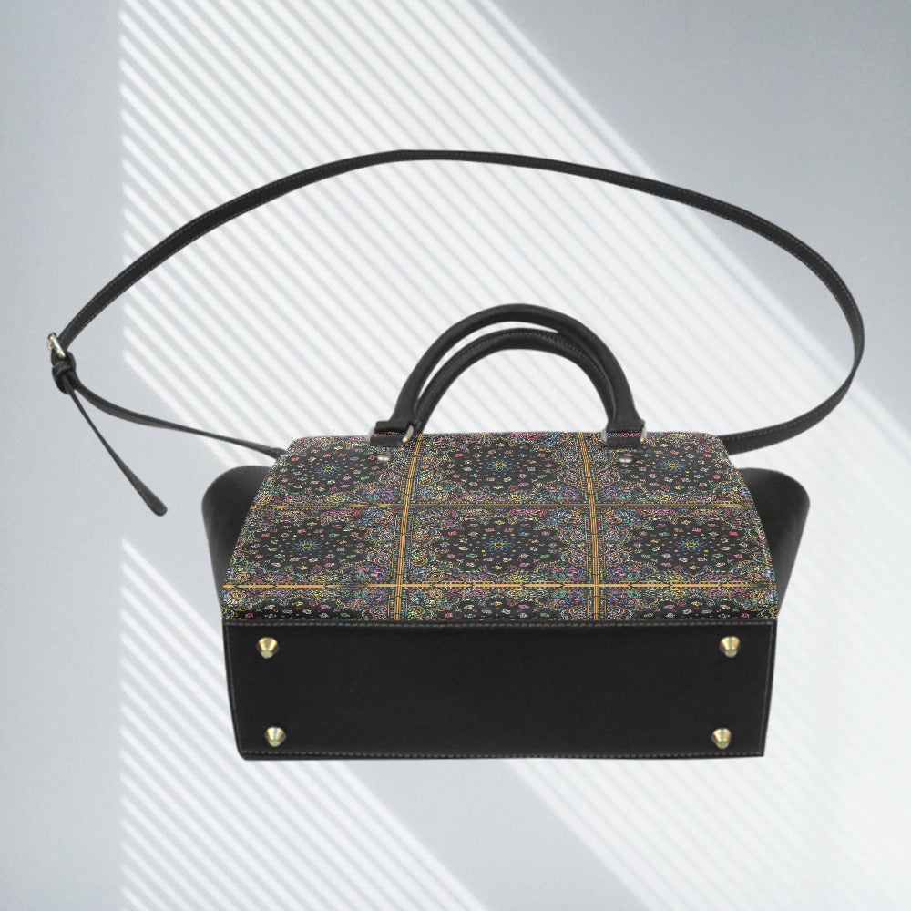 TABOO TIDE Tribal Floral Print All Over Design Classic Shoulder Handbag PU Leather Bag Multicolour