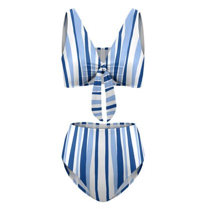 Women's Stripe Two Piece Tie Front Bikini
