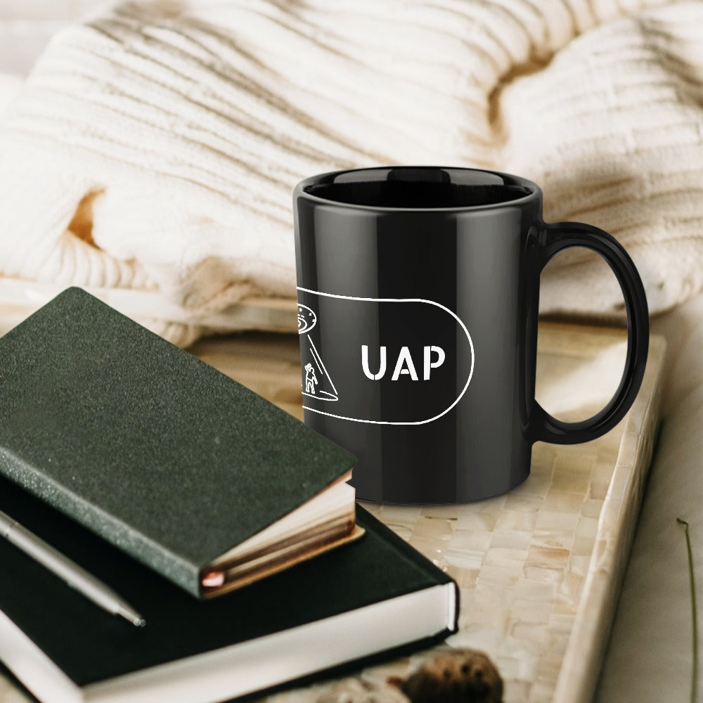 UFO UAP Tic Tac Print Wrap Drinkware Black 11oz Ceramic Cup Mug