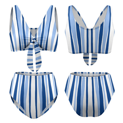 Women's Stripe Two Piece Tie Front Bikini
