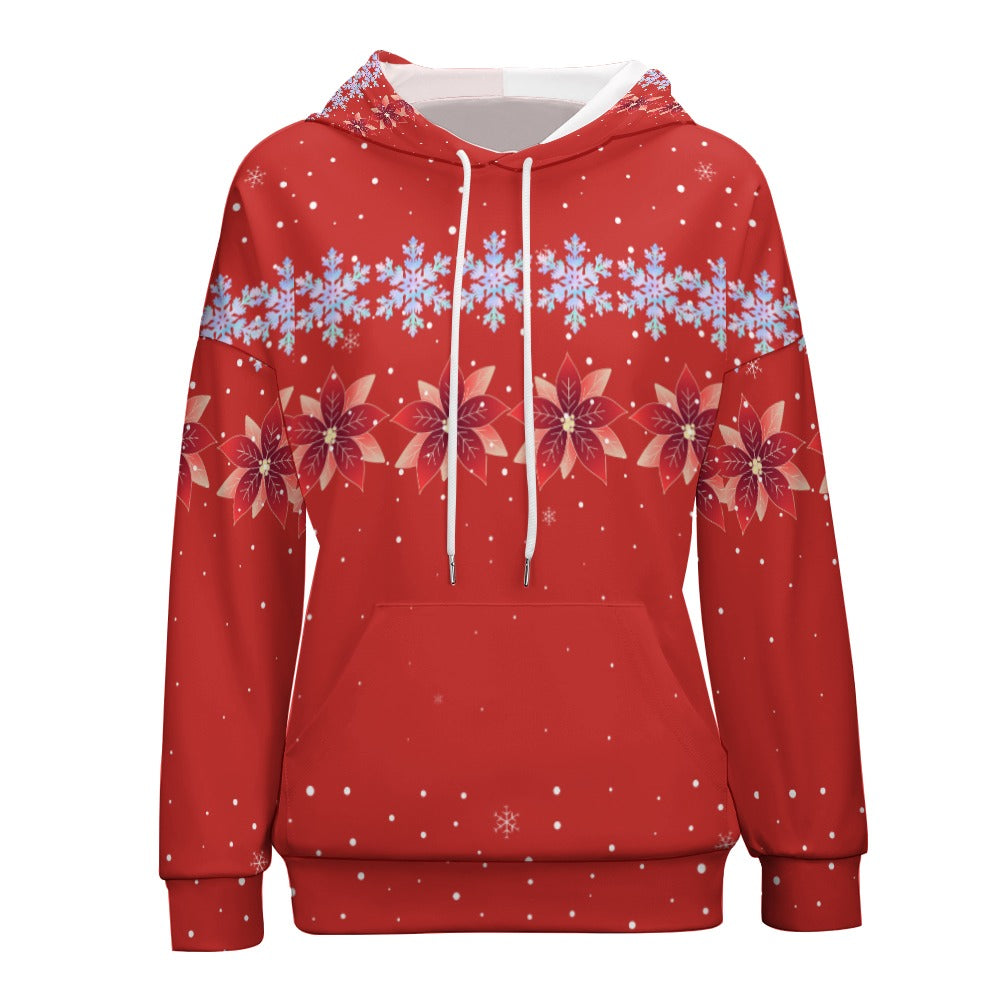 Women's Christmas Snowflake Flower Dropped Sleeve Hoodie