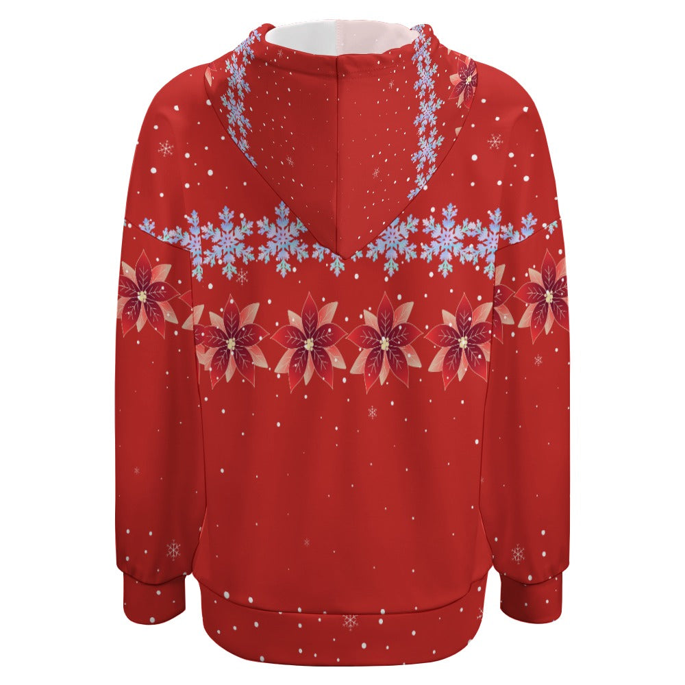 Women's Christmas Snowflake Flower Dropped Sleeve Hoodie