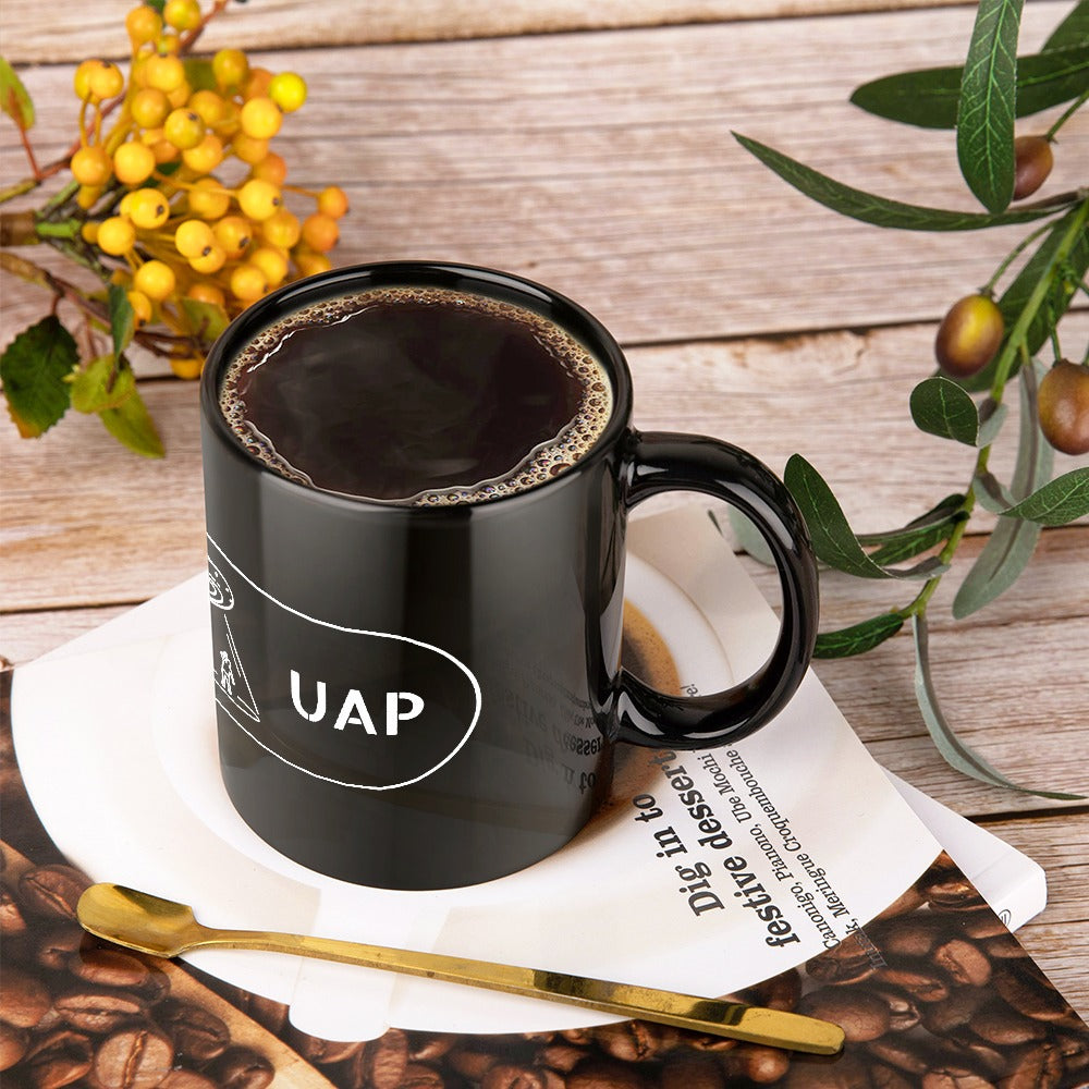 UFO UAP Tic Tac Print Wrap Drinkware Black 11oz Ceramic Cup Mug