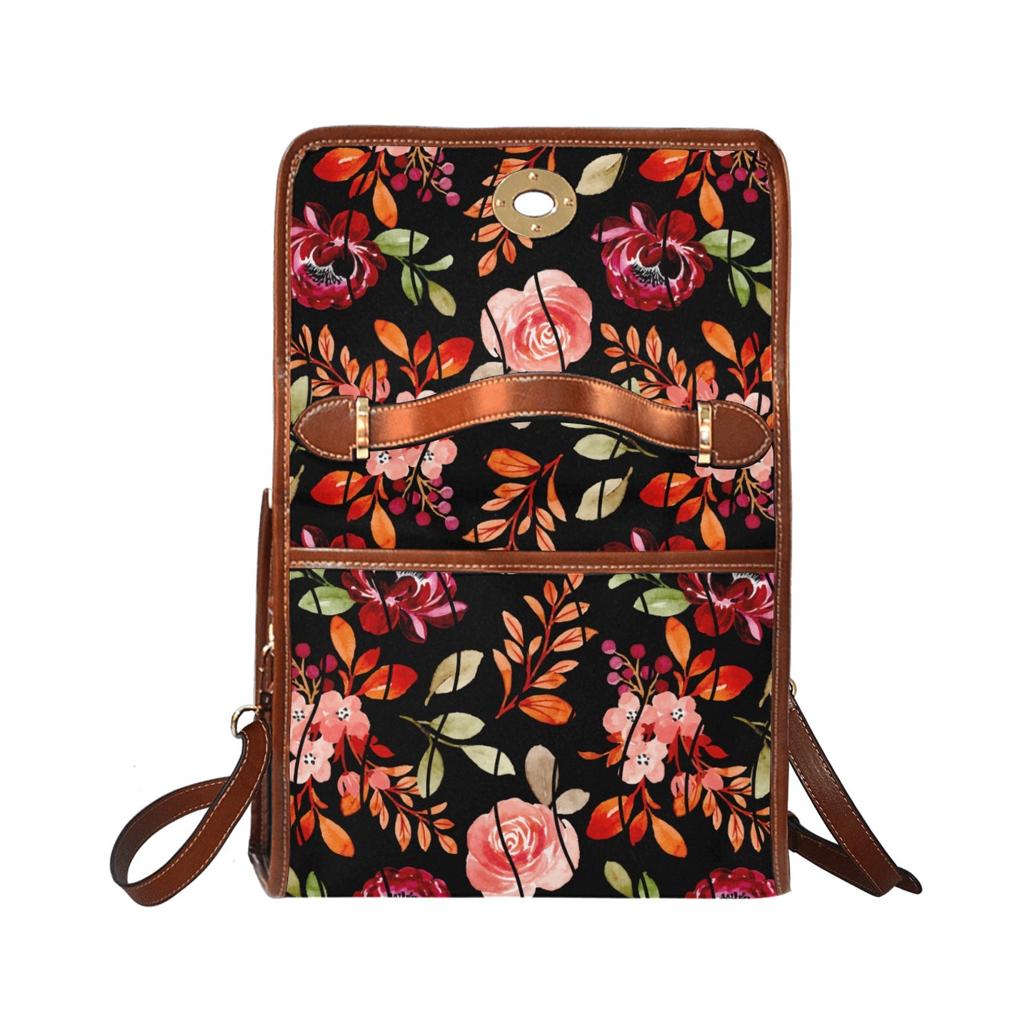 Women's Rustic Floral Print Handbag with Shoulder Strap