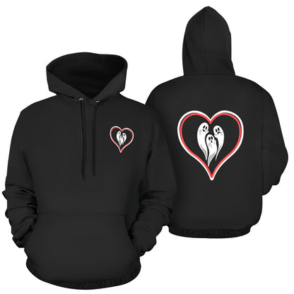 Taboo Tide Women's Ghost Love Heart Print Front and Back Design Hoodie Long Sleeve Front Pocket Drawstring Hooded Sweater