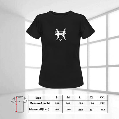 TABOO TIDE Women's Pisces Zodiac Star Sign with Water Element Symbol Cotton T-shirt