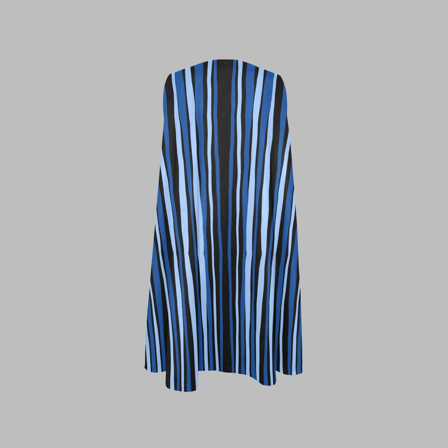 Women's Blue Stripe Sleeveless A-Line Dress with Pockets