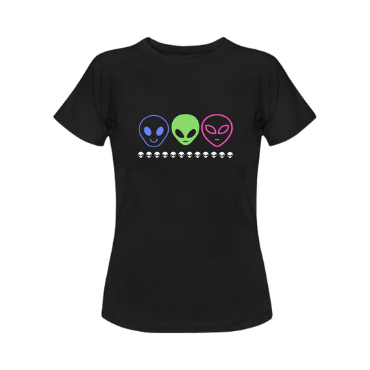 Women's Alien Cartoon Print Cotton T-shirt