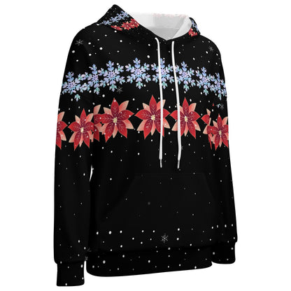 Women's Christmas Snowflake Flower Dropped Sleeve Hoodie