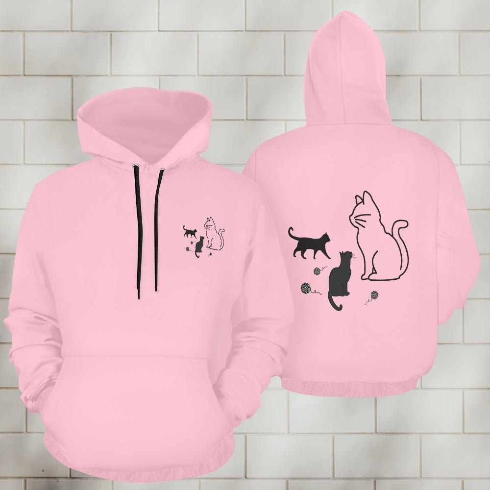 Unisex Cat Graphic Front and Back Print Cartoon Sweater Hoodie