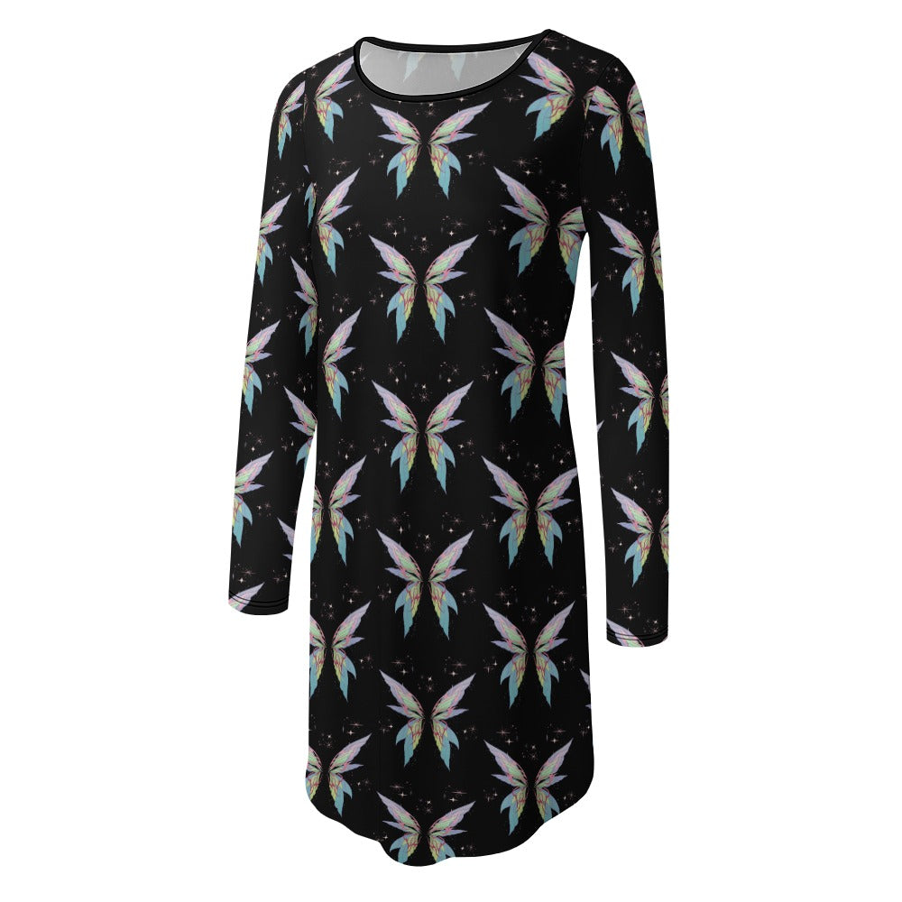 Women's Butterfly Long Sleeve Loose Dress