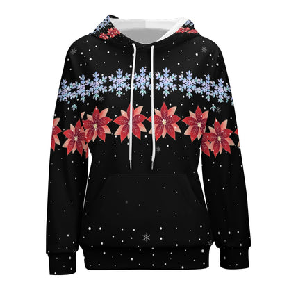 Women's Christmas Snowflake Flower Dropped Sleeve Hoodie