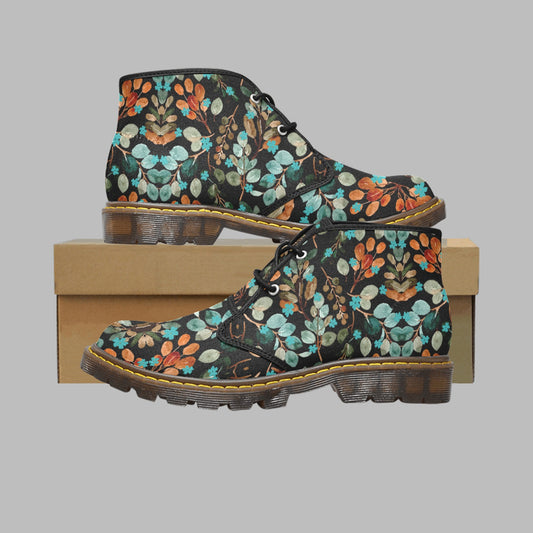 Women's Rustic Floral Canvas Chukka Ankle Boots