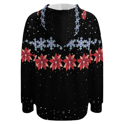 Women's Christmas Snowflake Flower Dropped Sleeve Hoodie