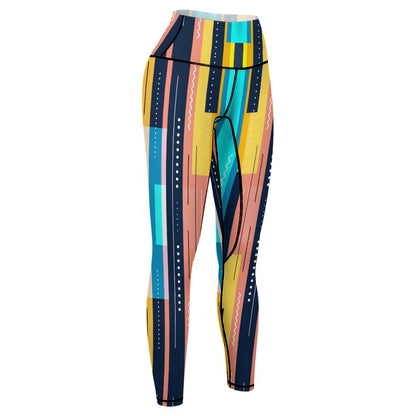 Women's Stripe Print Leggings Sports Yoga Gym Fitness Pants Comfortable Stretch Trousers Casual Bottoms