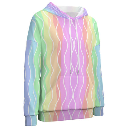 Women's Pastel Rainbow Print Dropped Sleeve Hoodie