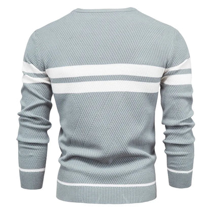 Men's Colour Block Stripe Wool Blend Jumper Round Neck Long Sleeve Sweater