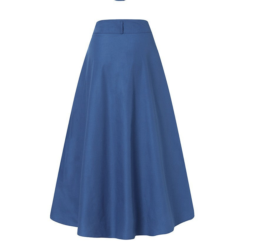 Women's High Waist Button Front with Pockets Maxi Skirt